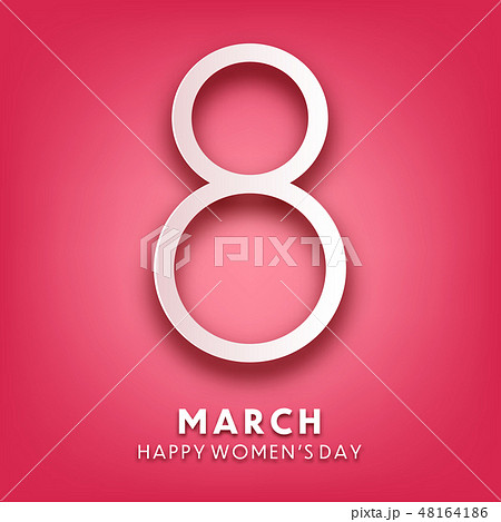Women's day background with text. March 8 international holiday. Paper greeting card with number and 48164186
