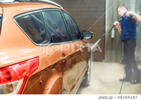 car wash with shallow depth of field 48164187