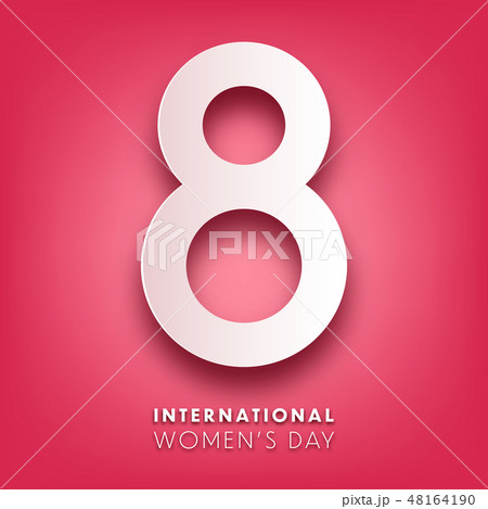 Women's day background with text. March 8 international holiday. Paper greeting card with number and 48164190