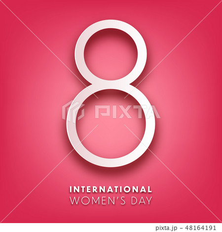 Women's day background with text. March 8 international holiday. Paper greeting card with number and 48164191