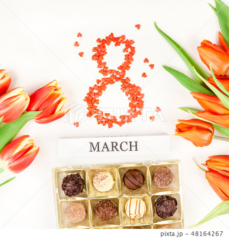 8 March International Women's Day greeting card 48164267