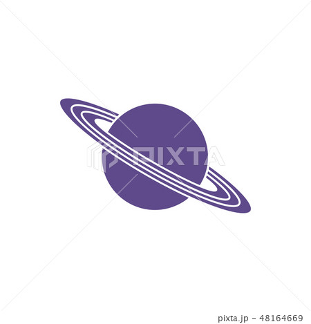 Vector icon planet Saturn with rings Astronomy. 48164669