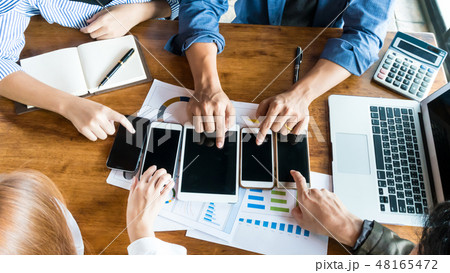 Businessman meeting on the table show hand working 48165472