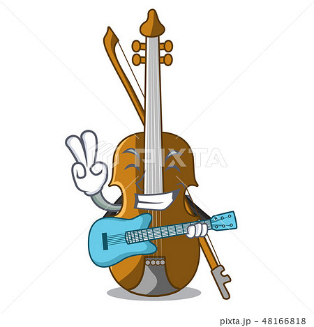 With guitar violin in the cartoon music room With guitar violin in the cartoon music room 48166818