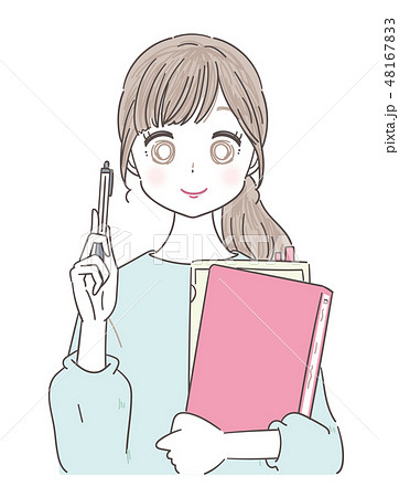 若い女性 ガーリー 資格 書類 転職のイラスト素材