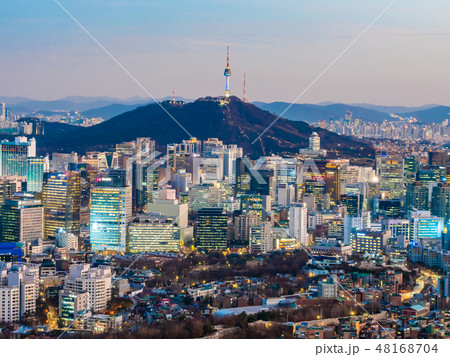Beautiful Architecture building cityscape in Seoul city 48168704