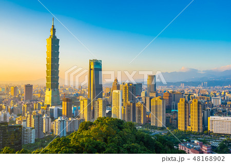 Beautiful landscape and cityscape of taipei 101 building and architecture in the city Beautiful landscape and cityscape of taipei 101 building and architecture in the city 48168902