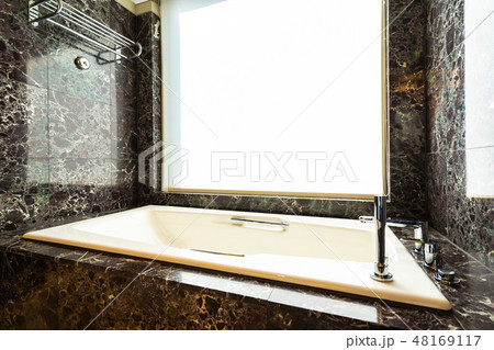 White bathtub decoration in room White bathtub decoration in room 48169117
