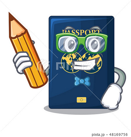 Student blue passport above character wooden table Student blue passport above character wooden table 48169756