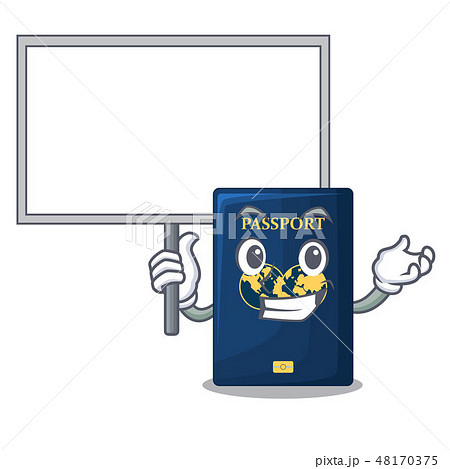 Bring board blue passport in the cartoon form 48170375