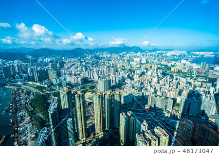 Beautiful architecture building exterior cityscape of hong kong city skyline 48173047