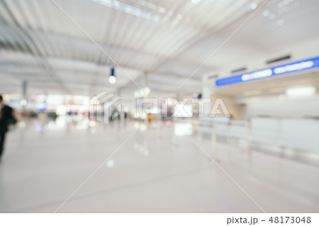 Abstract blur and defocused airport terminal interior 48173048