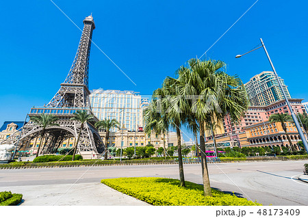 China, Macau - September 10 2018 - Beautiful eiffel tower landmark of parisian hotel and resort in macau city 48173409