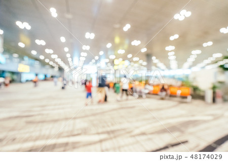 Abstract blur and defocused changi aiport terminal interior 48174029