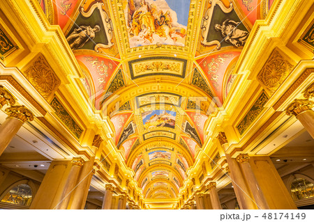 China, Macau - September 10 2018 - Beautiful luxury hotel resort and casino game in Venetian landmark of macau city 48174149