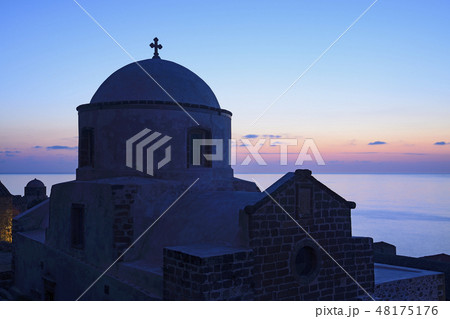 Church at sunset in Monemvasia, Greece 48175176