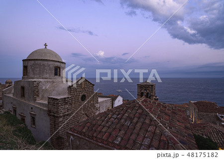 Church at sunset in Monemvasia, Greece 48175182