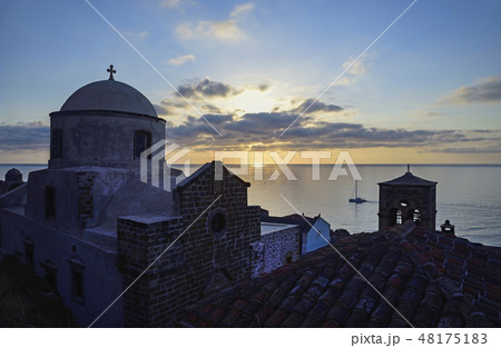 Church at sunset in Monemvasia, Greece Church at sunset in Monemvasia, Greece 48175183