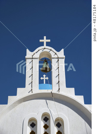 Church with bell tower in Paros, Greece 48175184