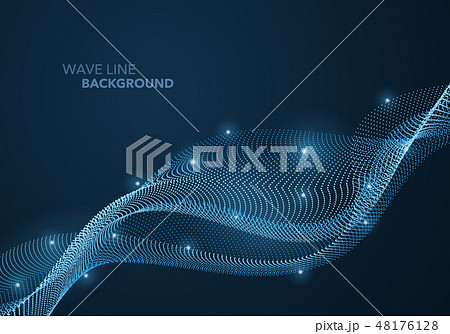 Futuristic abstract wave dot gradient line 48176128