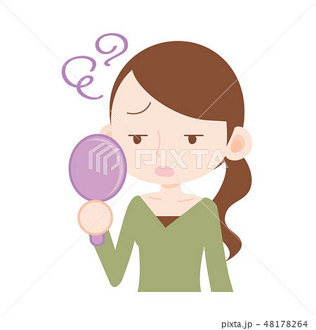 一重まぶたがコンプレックスの女性 鏡を見る 一重まぶたがコンプレックスの女性 鏡を見る 48178264