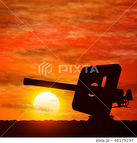 Silhouette of gun, the symbolize of the war. 48179297