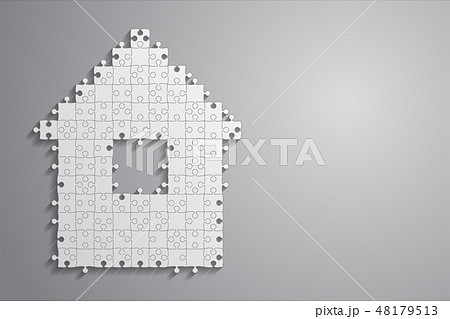 House Puzzle Four Pieces. Banner Renting, Leasing. 48179513