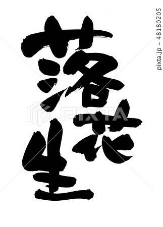 筆文字　落花生　さや入り　食べ物　イラスト 48180205