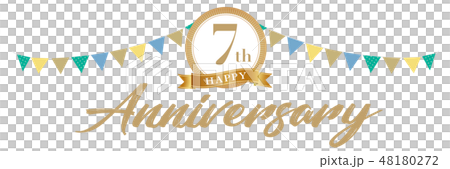 7周年アニバーサリーデコのイラスト素材