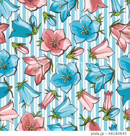 Vector flat bell flower seamless pattern backdrop 48180645