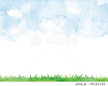 水彩 空と芝生のイラスト素材 48181183 Pixta