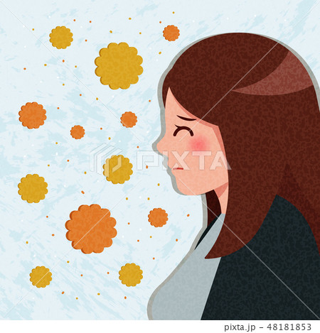 cartoon woman with hay fever 48181853