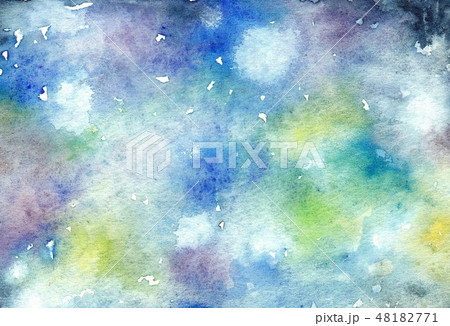 青い水彩滲みのイラスト素材