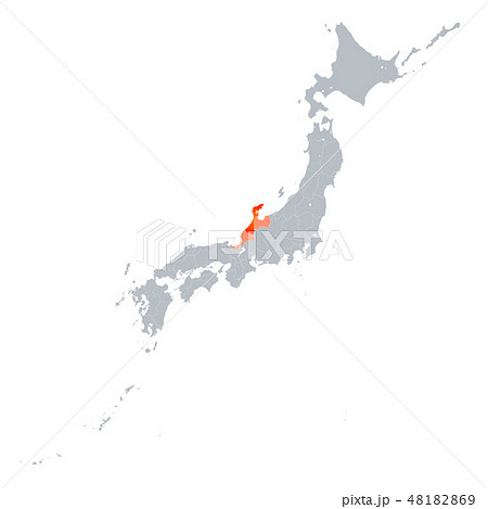 石川県地図と北陸地方のイラスト素材