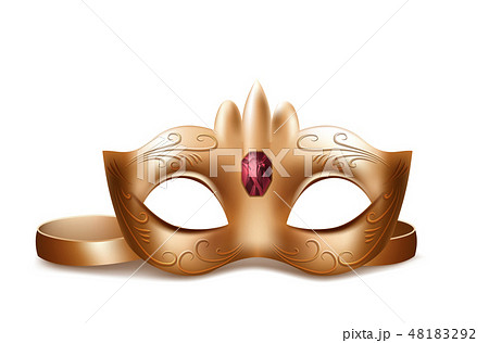 Vector Venetian face mask with red gem Vector Venetian face mask with red gem 48183292