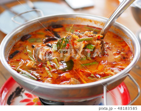 Hot and spicy fish soup, Thai Tom yum Hot and spicy fish soup, Thai Tom yum 48183585