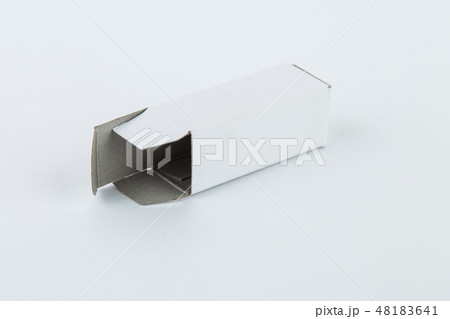 Close up of a small white cardboard box , isolated on white background Close up of a small white cardboard box , isolated on white background 48183641