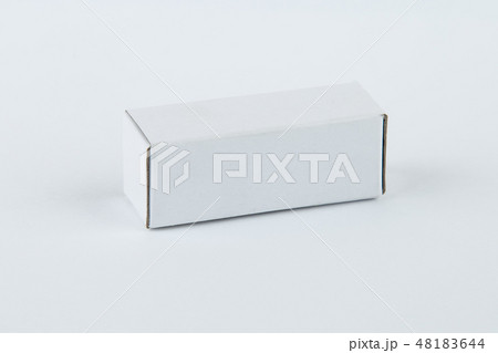 Close up of a small white cardboard box , isolated on white background 48183644