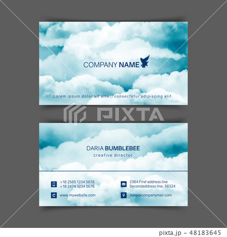 Two-sided horizontal flyer of a4 format with watercolor blue-white sky 48183645