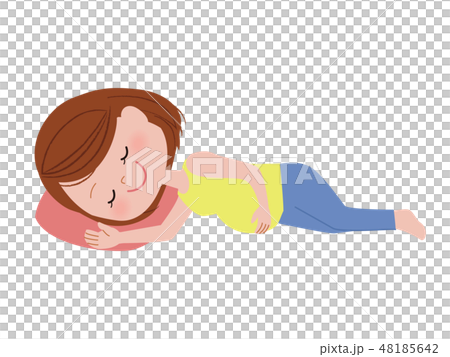 逆子体操をしている妊婦さん（側臥位） 48185642