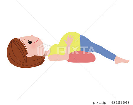 逆子体操をしている妊婦さん 仰臥位 ブリッジ法 のイラスト素材