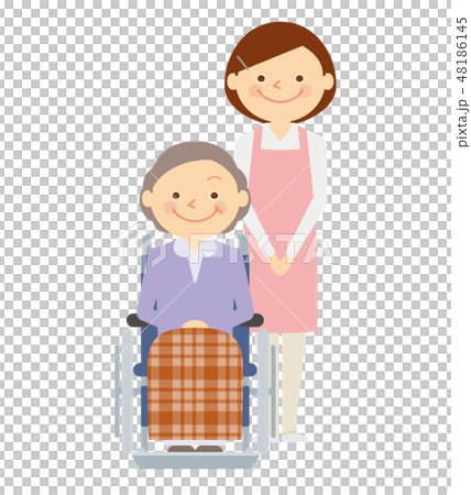 Senior female wheel chair care giver 2 48186145