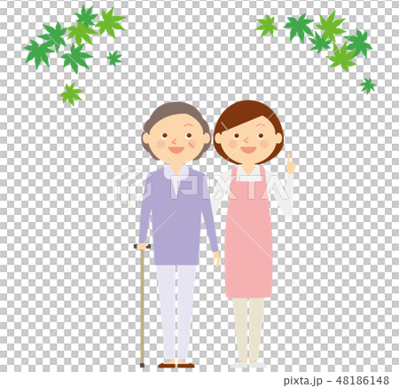 シニア女性　介護師　散歩 48186148