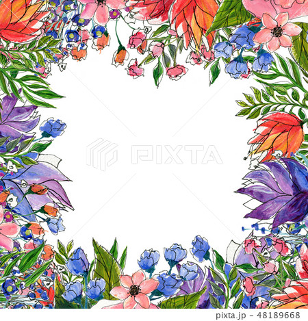 Watercolor Flower Border 48189668