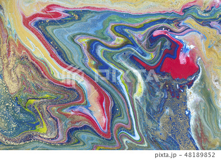 Multicolored gold marbling pattern. Golden marble liquid texture. Multicolored gold marbling pattern. Golden marble liquid texture. 48189852