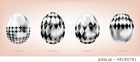 Four silver eggs on the pink background 48190781
