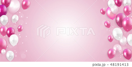 Glossy Happy Birthday Balloons Background Vector 48191413