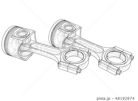 Sketch of piston. Vector rendering of 3d 48192674