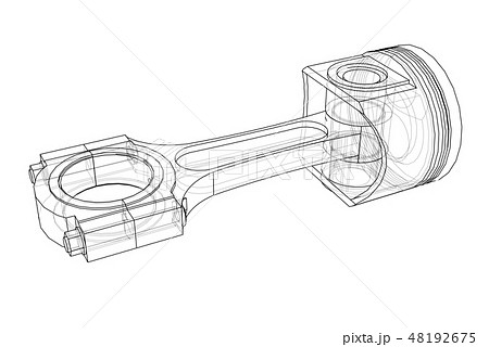 Sketch of piston. Vector rendering of 3d 48192675