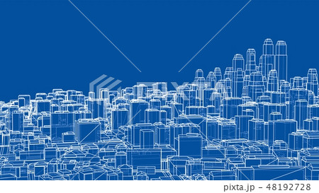 Wire-frame City, Blueprint Style 48192728